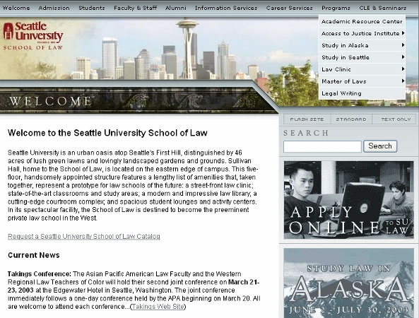 Figure 2: Seattle University School of Law Web site