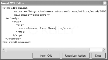Figure 2-2: The "Insert XML" dialog, available only with the XML Toolbox plug-in for Word